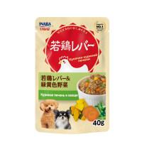 INABA влажный корм для собак Wakadori reba Куриная печень и овощи, 40 г