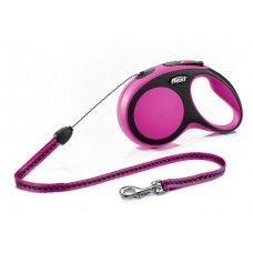 FLEXI New Comfort S Cord 5 m Поводок-рулетка, трос, черный/розовый, до 12 кг