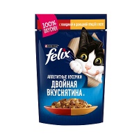 Felix пауч консервы для кошек двойная вкуснятина с говядиной и домаш.птицей 85 г.