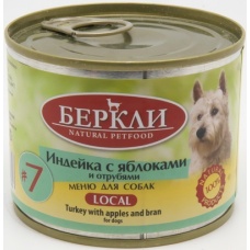 Беркли Local консервы для собак №7 Индейка с яблоками и отрубями